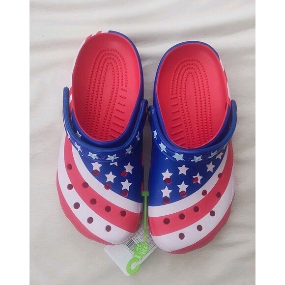 Crocs American Flag Classic Clog Mens 8 Red White Blue W 10 July 4th USA New NWT main image 4